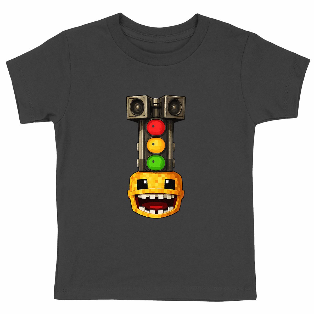 Heavyweight kids T-shirt - NicoCraft Traffic Light Head - front_black